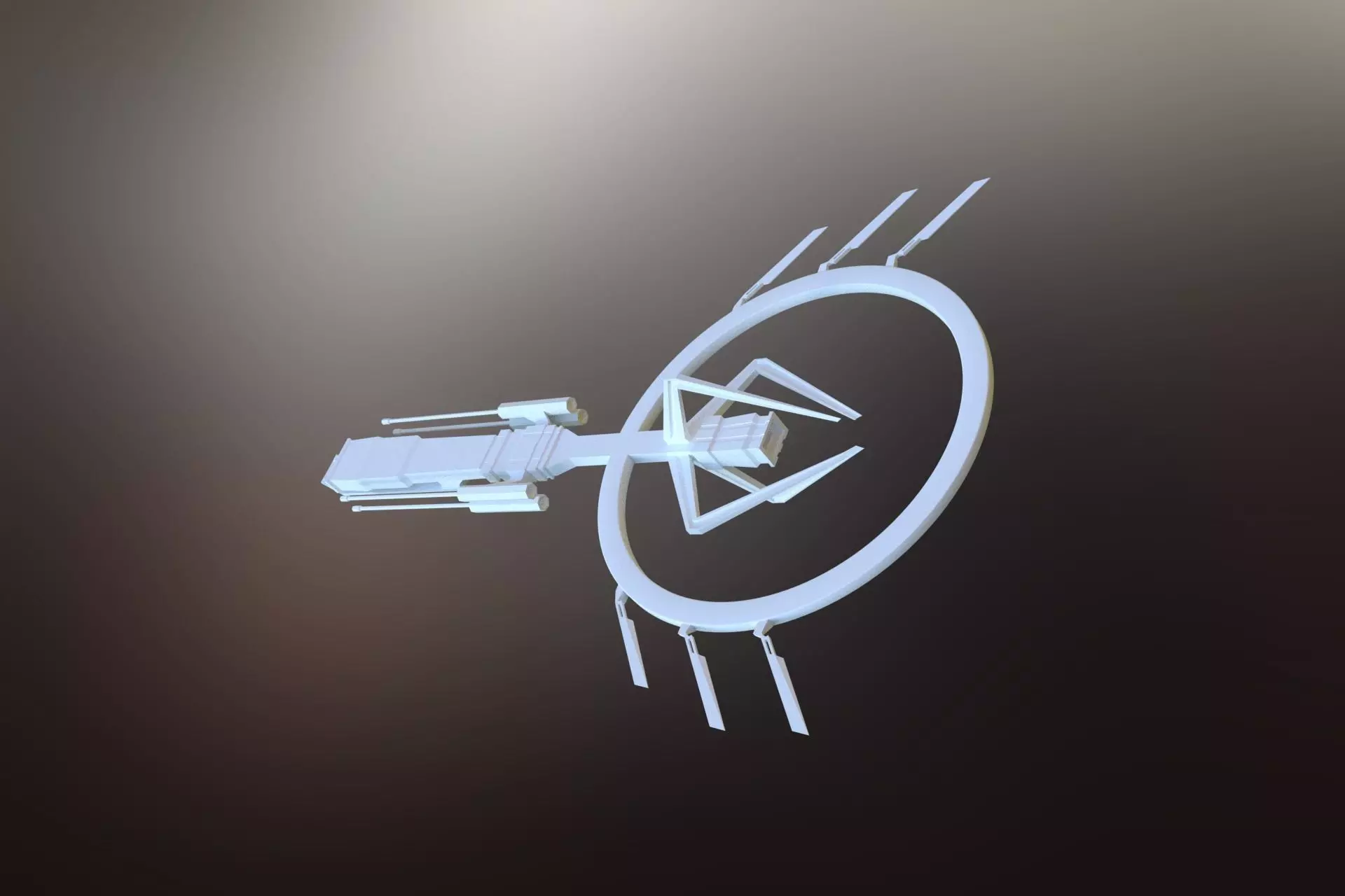 Sci-fi war spaceship Low-poly 3D model