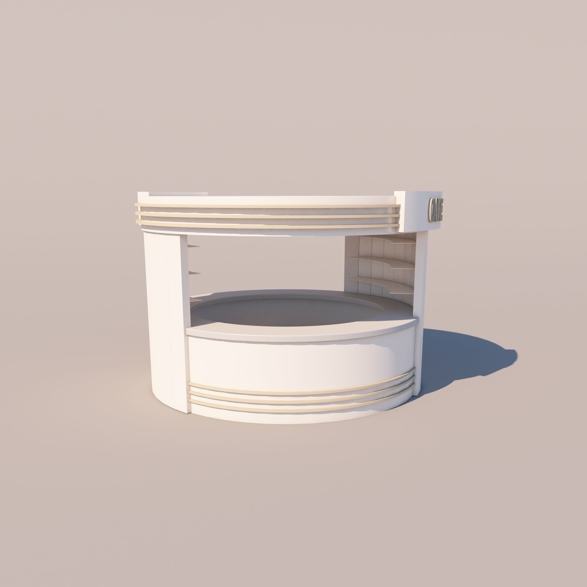 Simple Cafe Kiosk 3D model_2