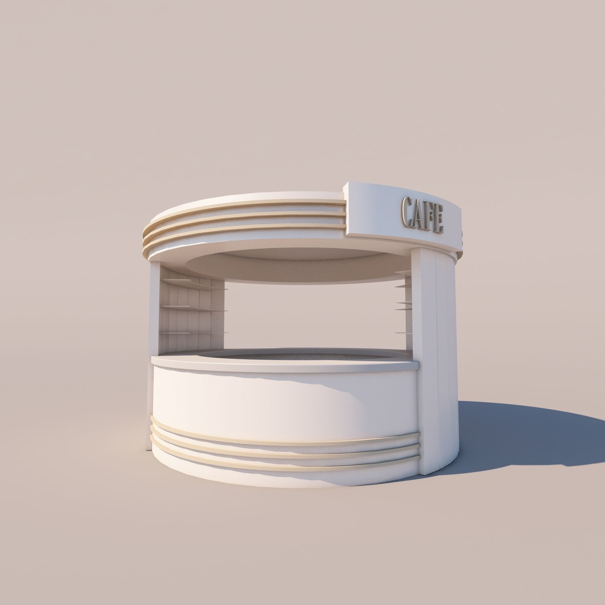 Simple Cafe Kiosk 3D model_1