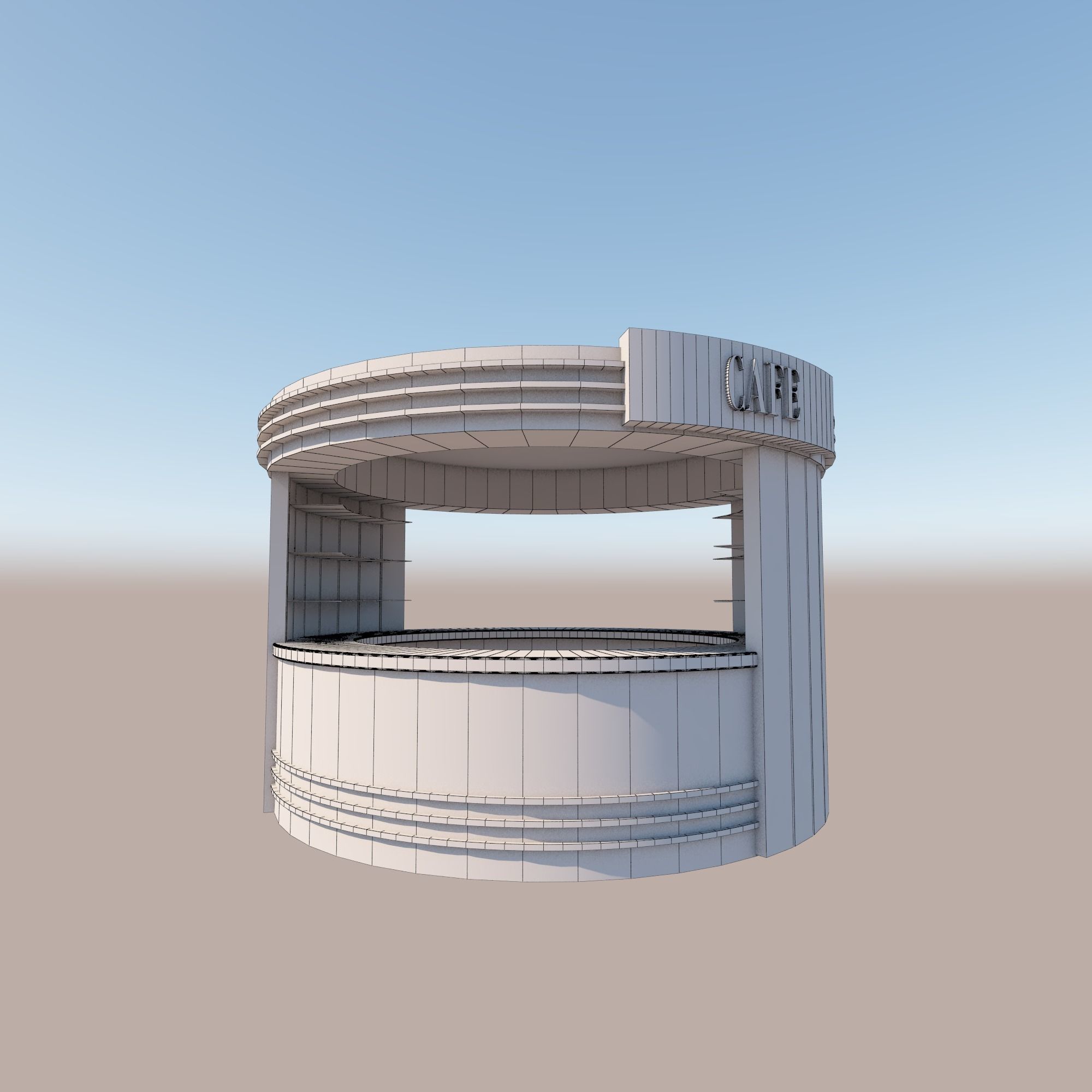 Simple Cafe Kiosk 3D model_3