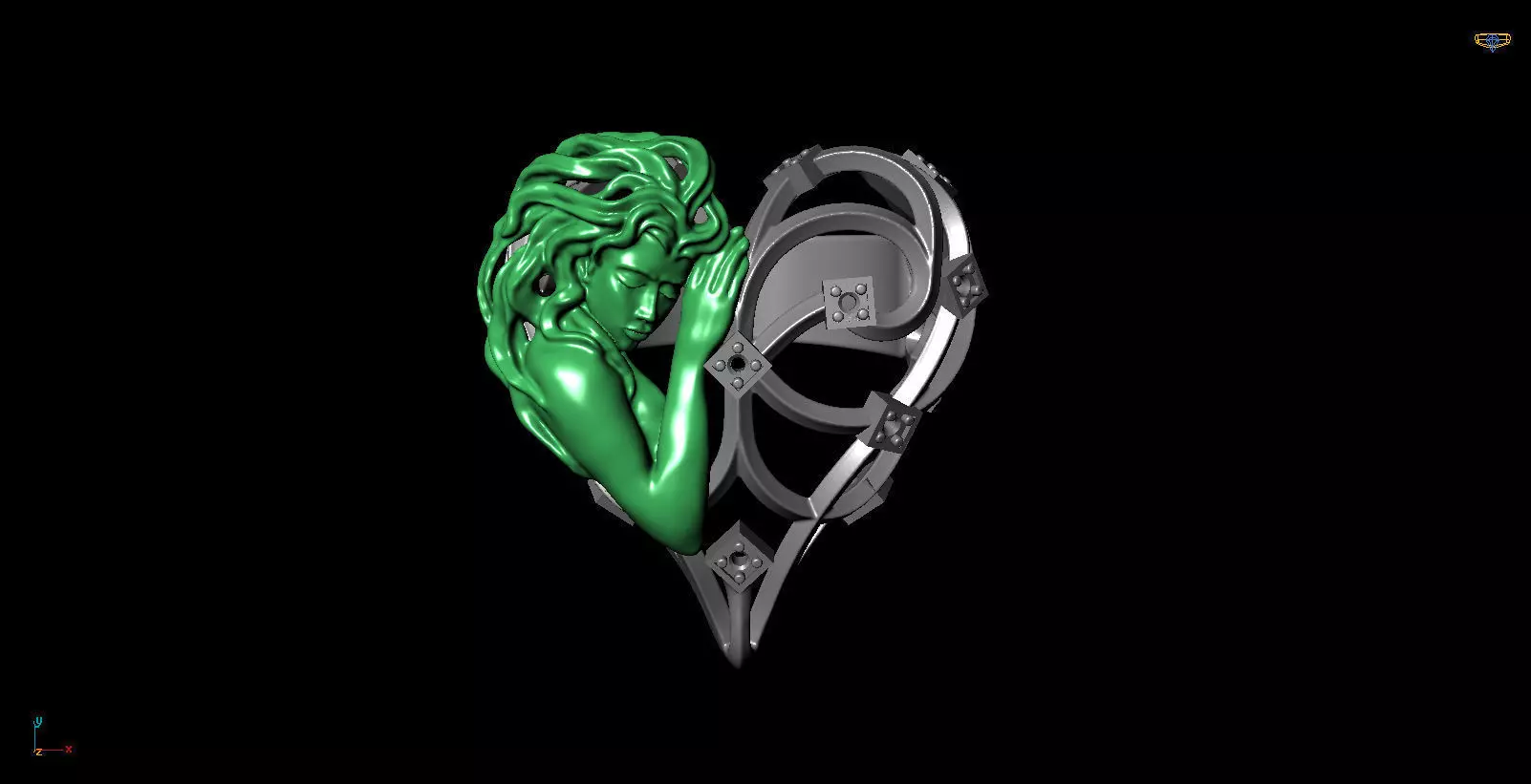 heart gril ring 3d print model 3D print model_0