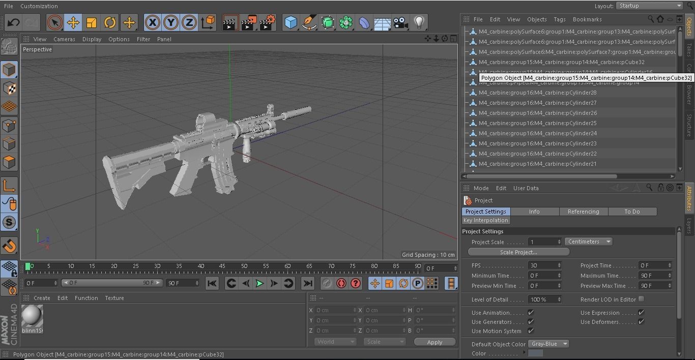 M4A1 Gun Low-poly 3D model_3
