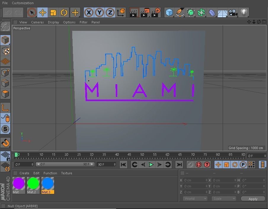 Miami light Low-poly 3D model_1