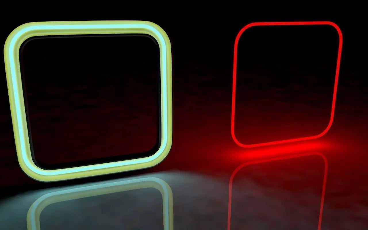 Square neon Low-poly 3D model_0