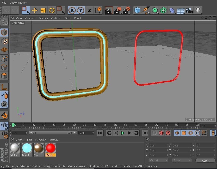 Square neon Low-poly 3D model_1