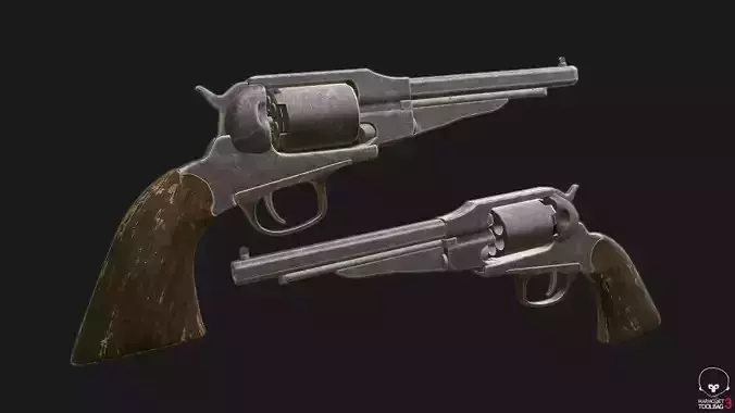 1858 Remington PBR Game Ready Free low-poly 3D model