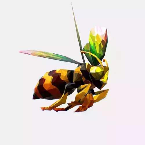 Animated Low Poly Art HoneyBee Low-poly 3D model