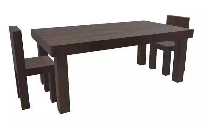 Low-Poly Table with Chairs