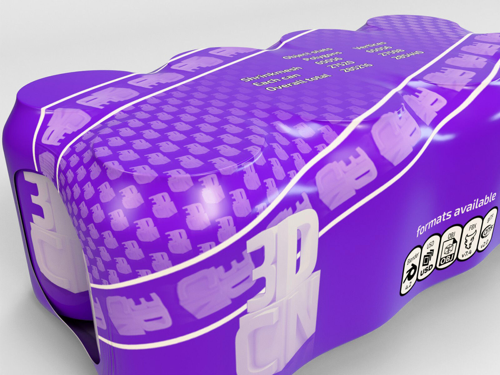 8 pack 250ml - 25cl  beer can shrinkwrap 3D model_6