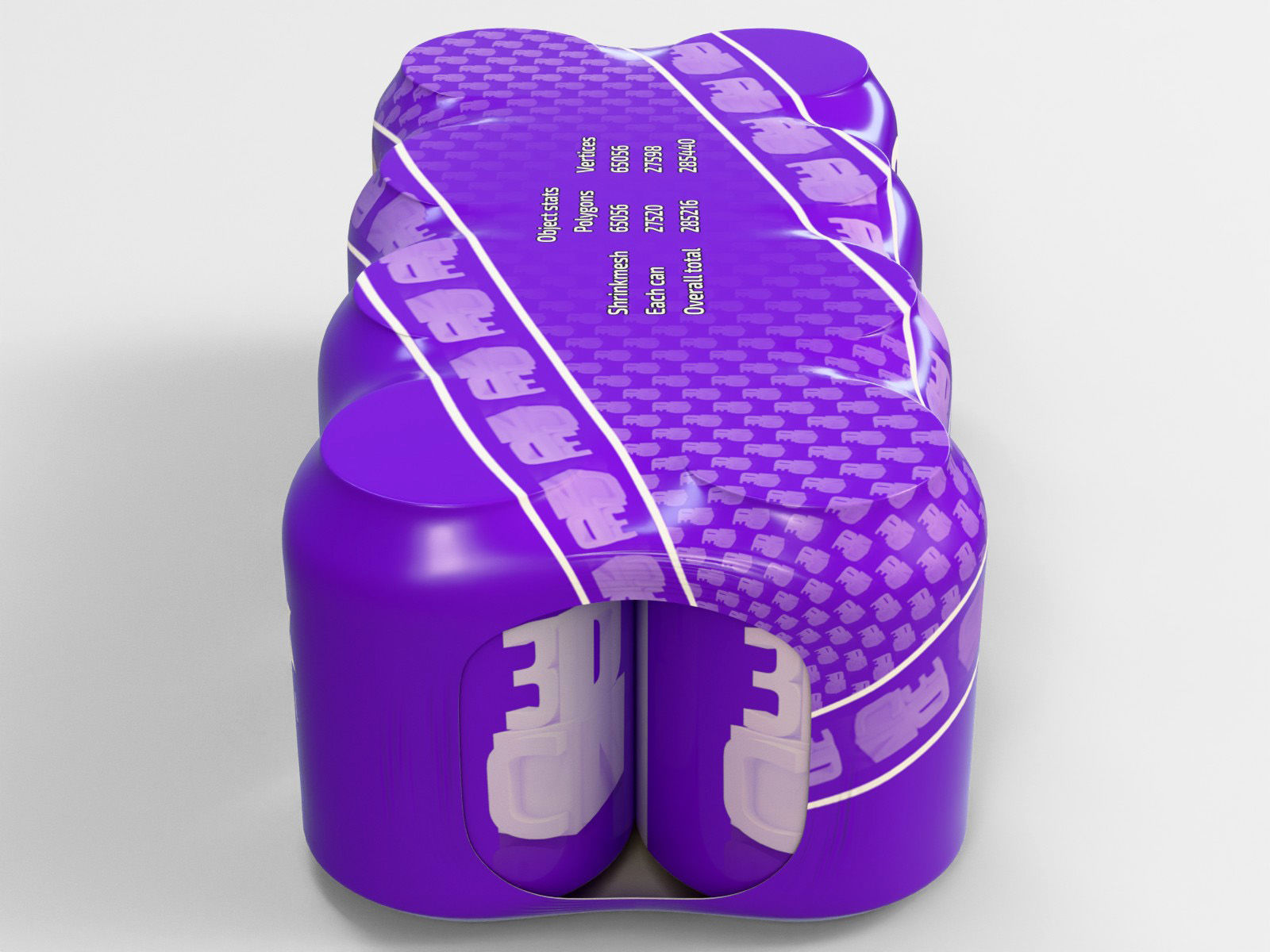 8 pack 250ml - 25cl  beer can shrinkwrap 3D model_4