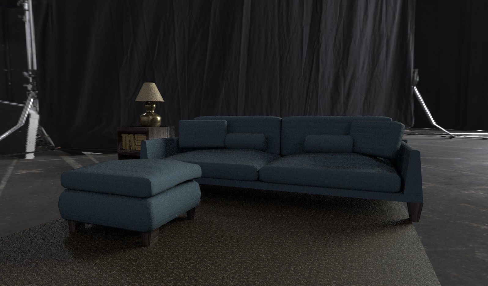 Living room scene Low-poly 3D model_1