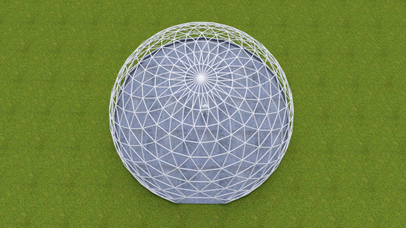 Dome - Triangulated with entry opening and foundation Low-poly 3D model_2