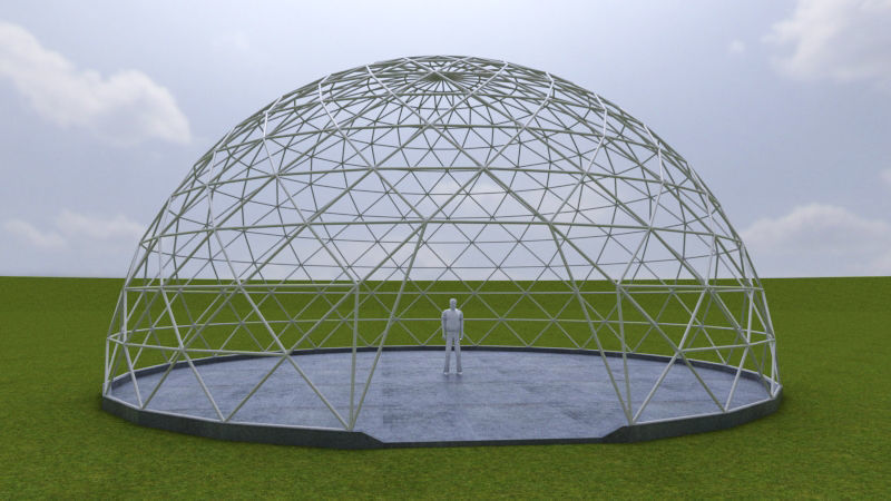 Dome - Triangulated with entry opening and foundation Low-poly 3D model_4