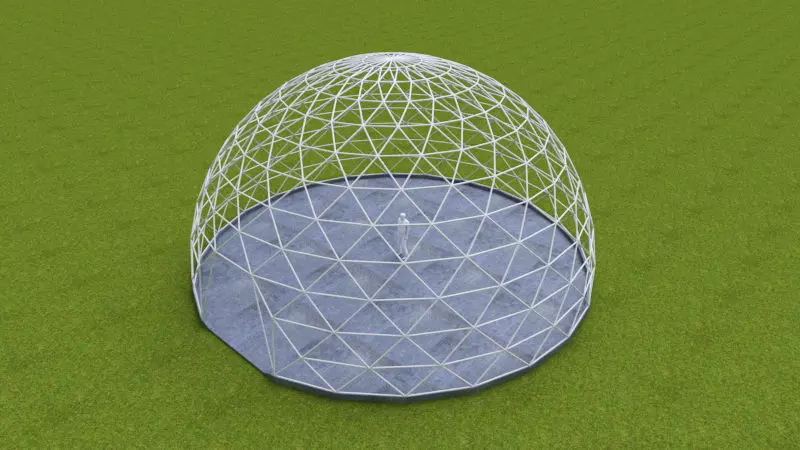 Dome - Triangulated with entry opening and foundation Low-poly 3D model_0