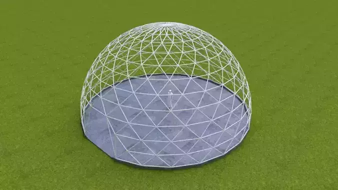 Dome - Triangulated with entry opening and foundation Low-poly 3D model