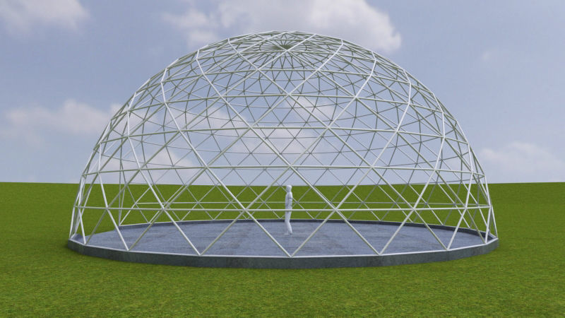 Dome - Triangulated with entry opening and foundation Low-poly 3D model_1