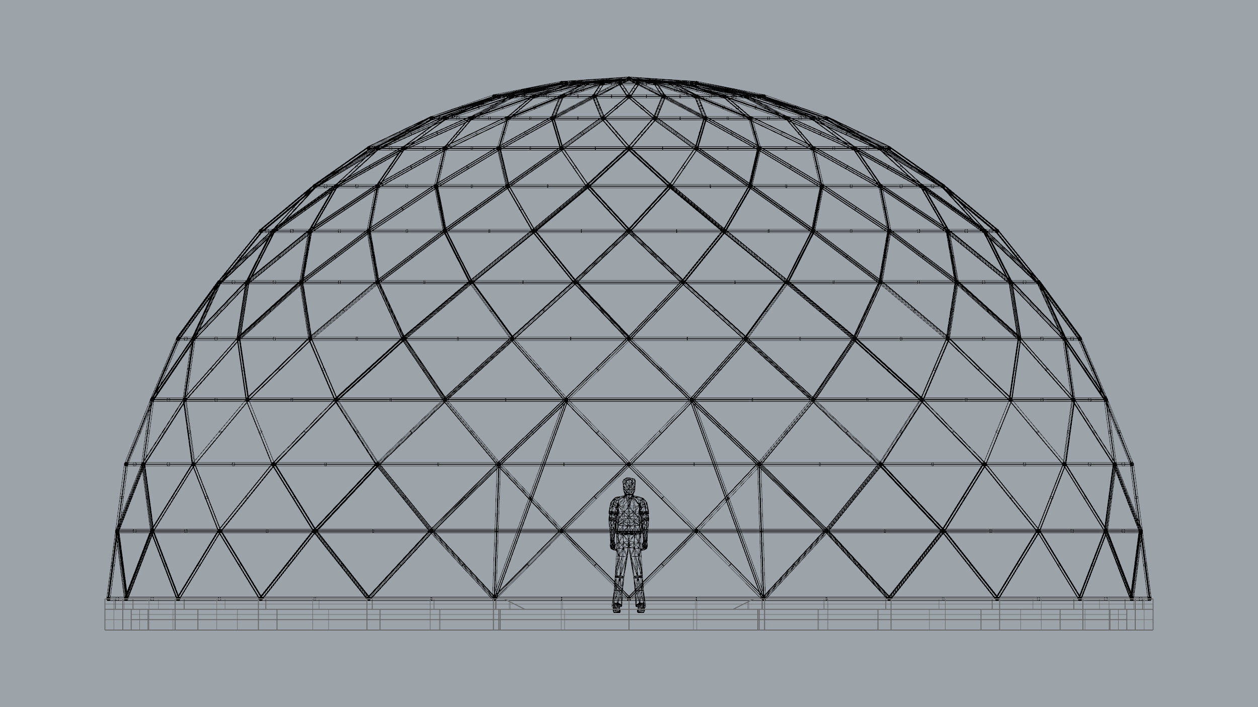 Dome - Triangulated with entry opening and foundation Low-poly 3D model_6