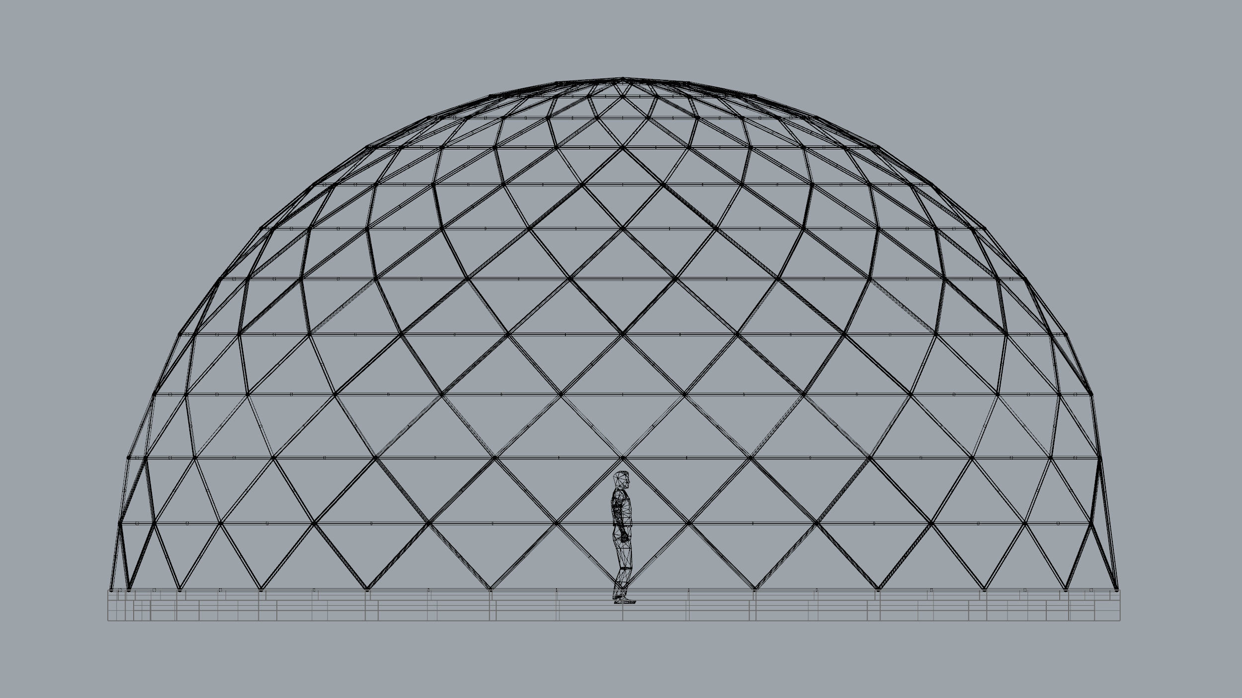 Dome - Triangulated with entry opening and foundation Low-poly 3D model_7