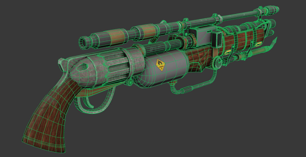 Steampunk Gun Low-poly 3D model_7