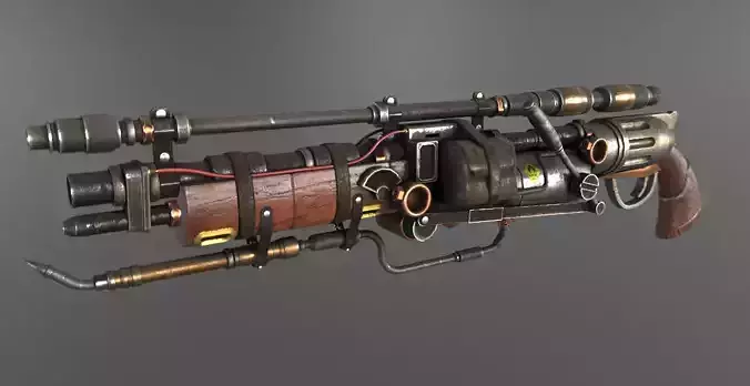 Steampunk Gun Low-poly 3D model