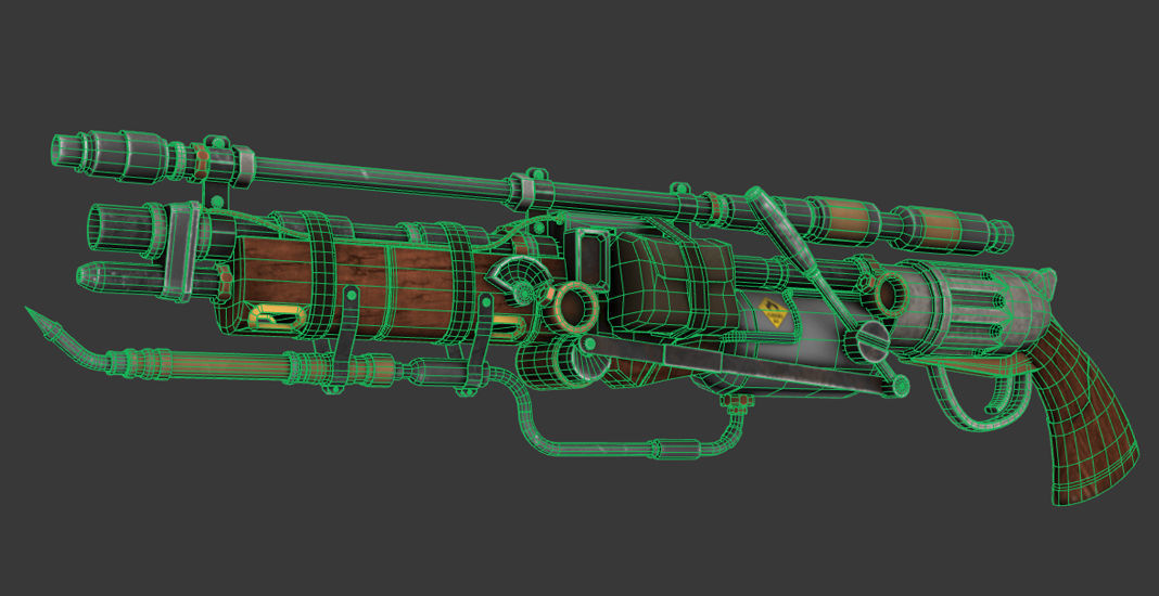 Steampunk Gun Low-poly 3D model_6