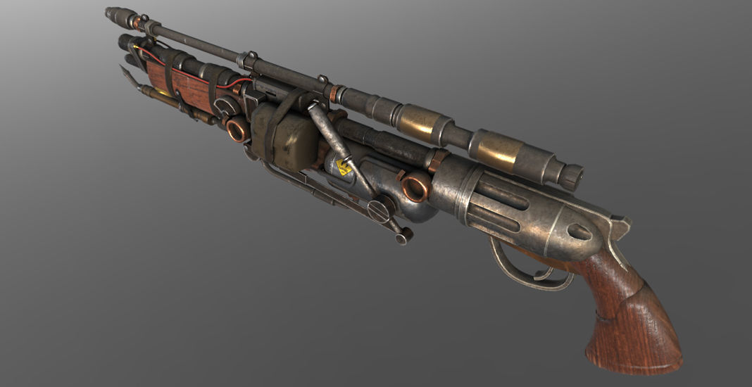 Steampunk Gun Low-poly 3D model_5
