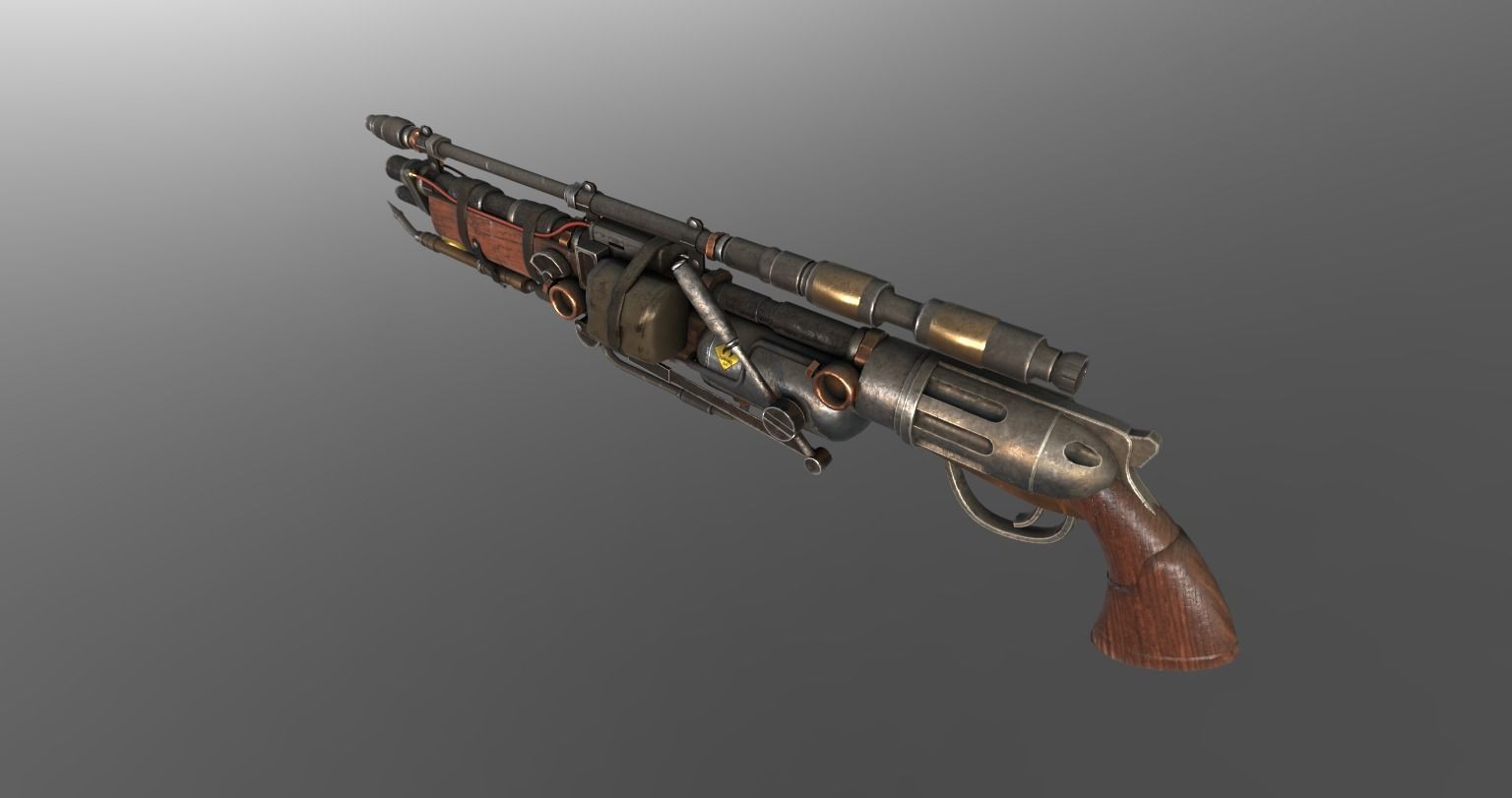 Steampunk Gun Low-poly 3D model_2