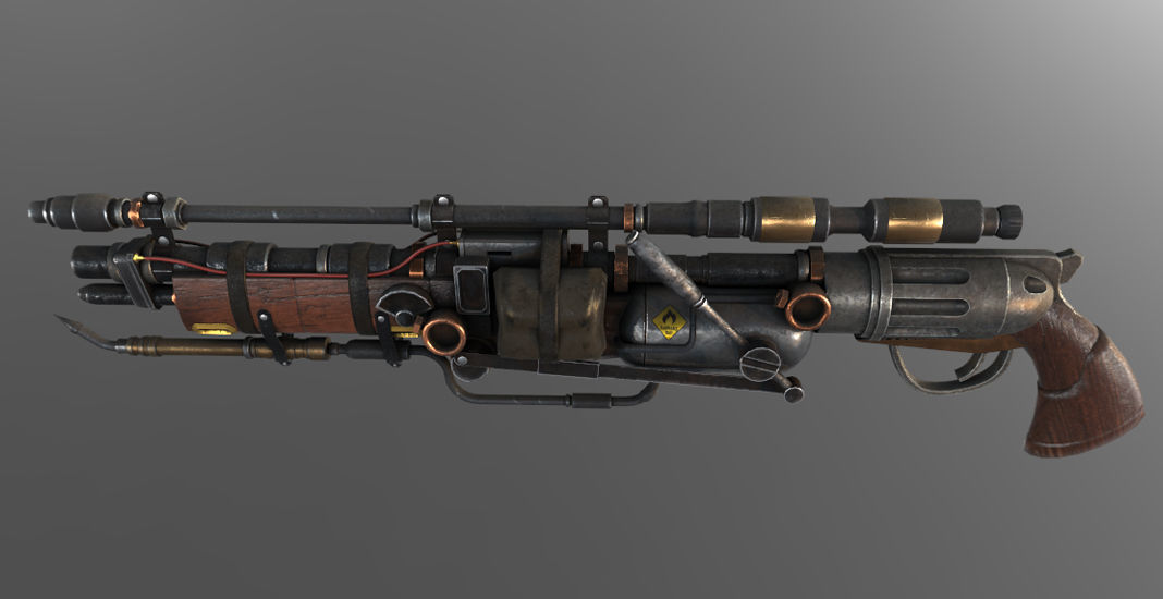 Steampunk Gun Low-poly 3D model_1