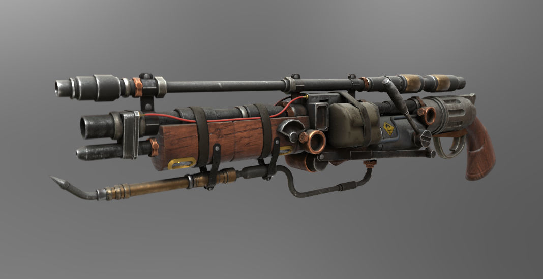 Steampunk Gun Low-poly 3D model_4