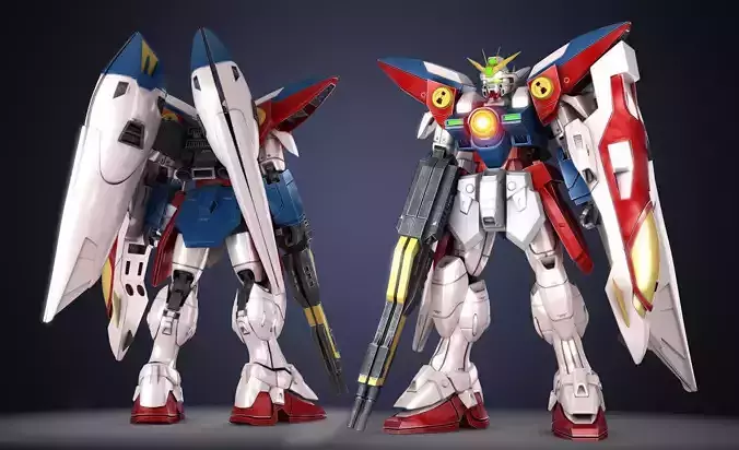 Gundam Zero Wing XXXG-00W0 Low-poly 3D model Gundam Zero Wing XXXG-00W0 Low-poly 3D model