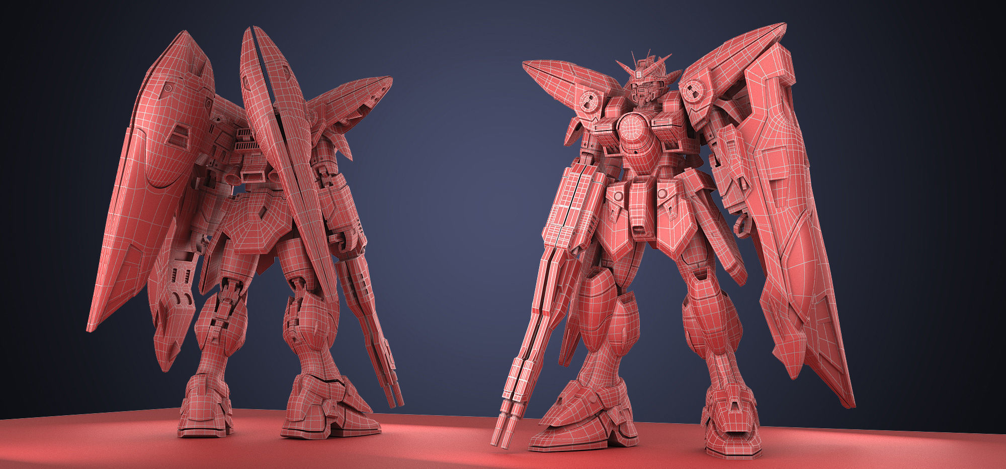 Gundam Zero Wing XXXG-00W0 Low-poly 3D model_2