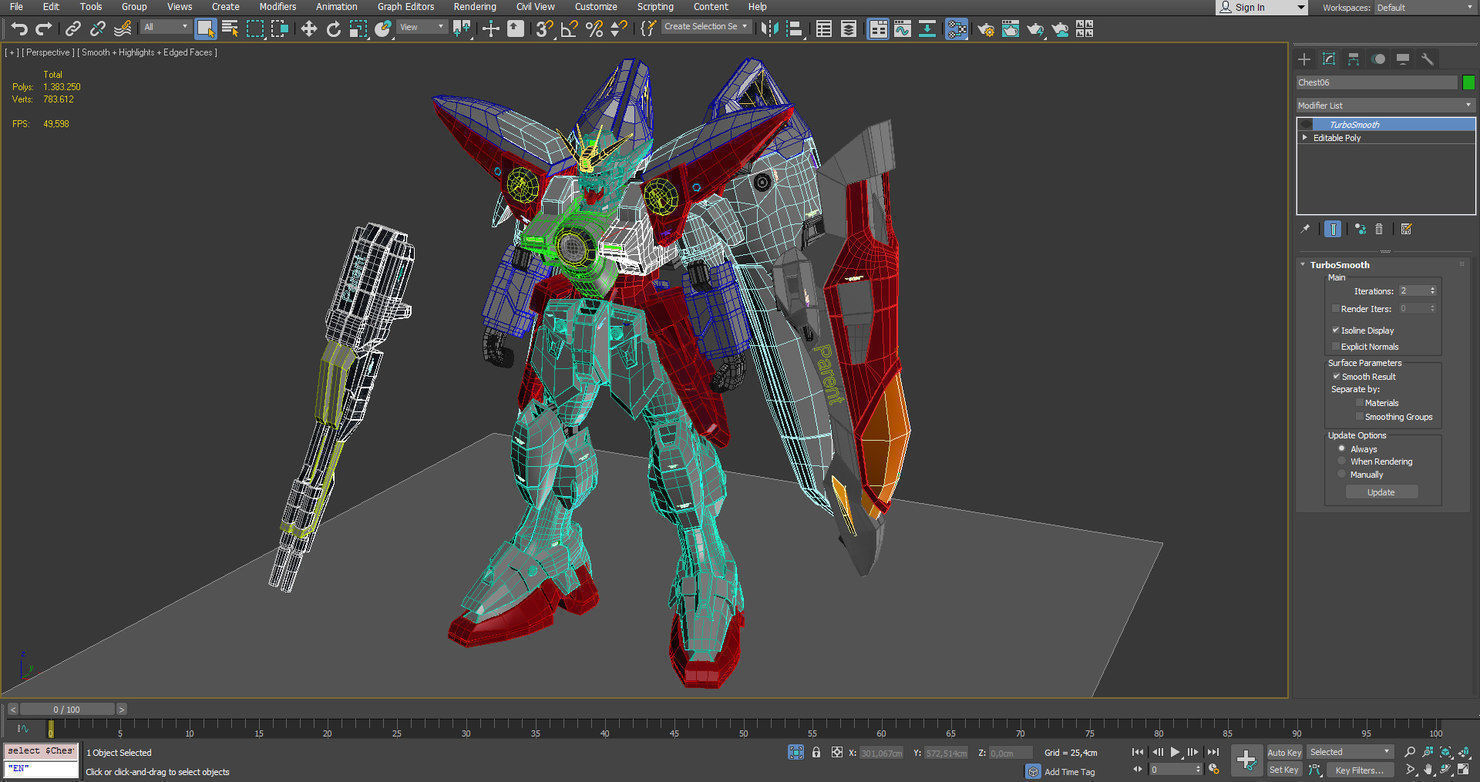 Gundam Zero Wing XXXG-00W0 Low-poly 3D model_10