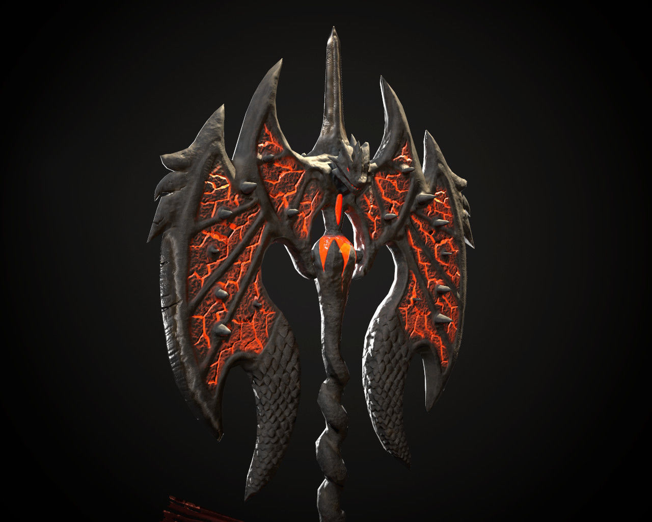 Dragon Axe Low-poly 3D model_2