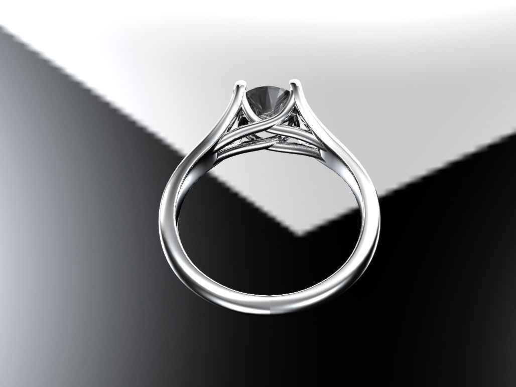 Solitaire engagement ring - 1 CT 3D print model_3