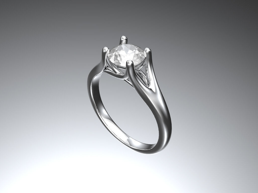Solitaire engagement ring - 1 CT 3D print model_1