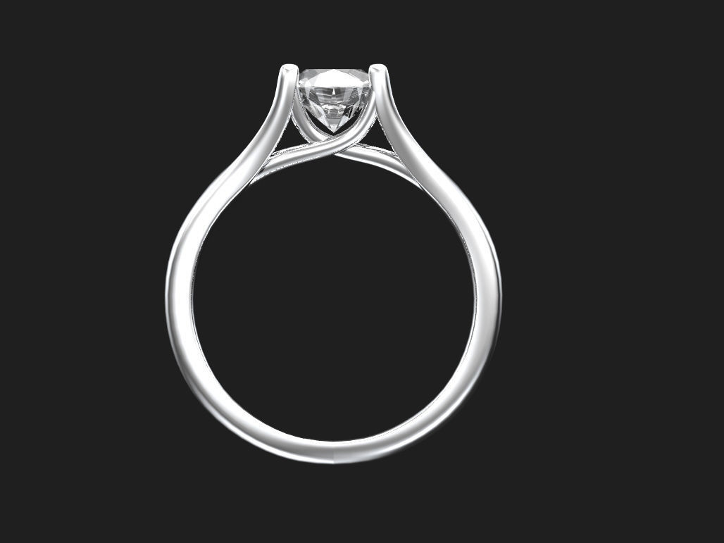 Solitaire engagement ring - 1 CT 3D print model_2