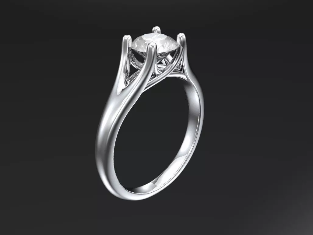 Solitaire engagement ring - 1 CT 3D print model_0