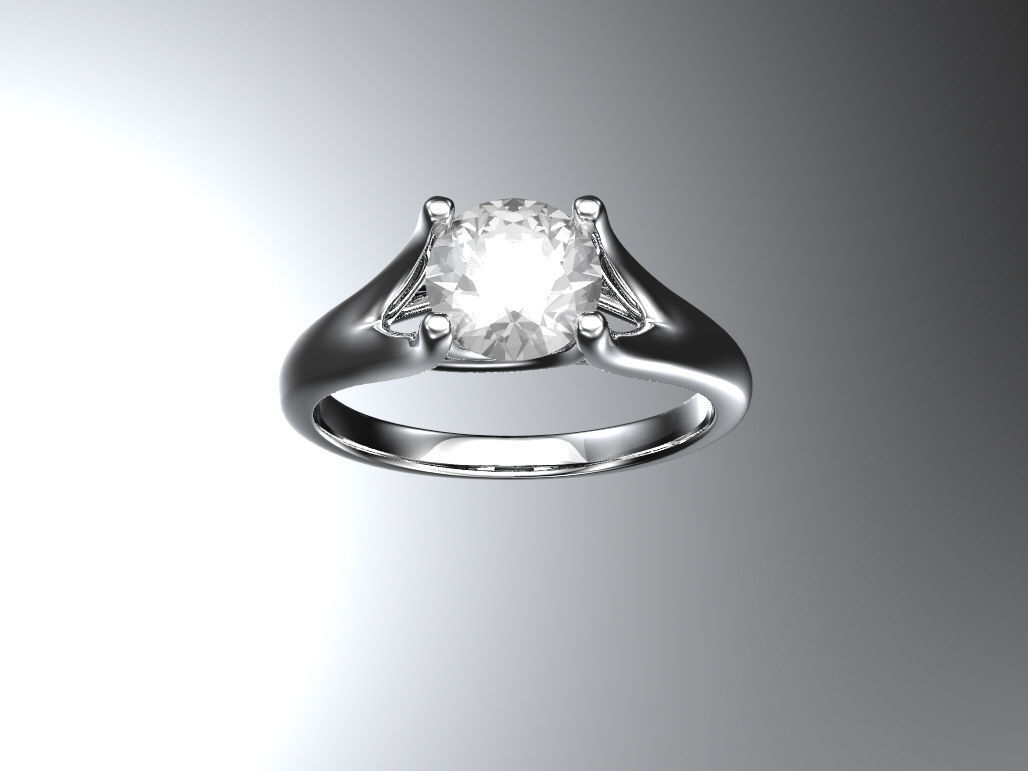 Solitaire engagement ring - 1 CT 3D print model_4