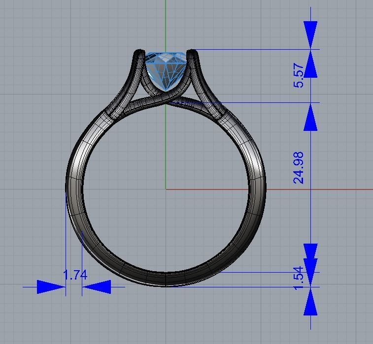 Solitaire engagement ring - 1 CT 3D print model_6