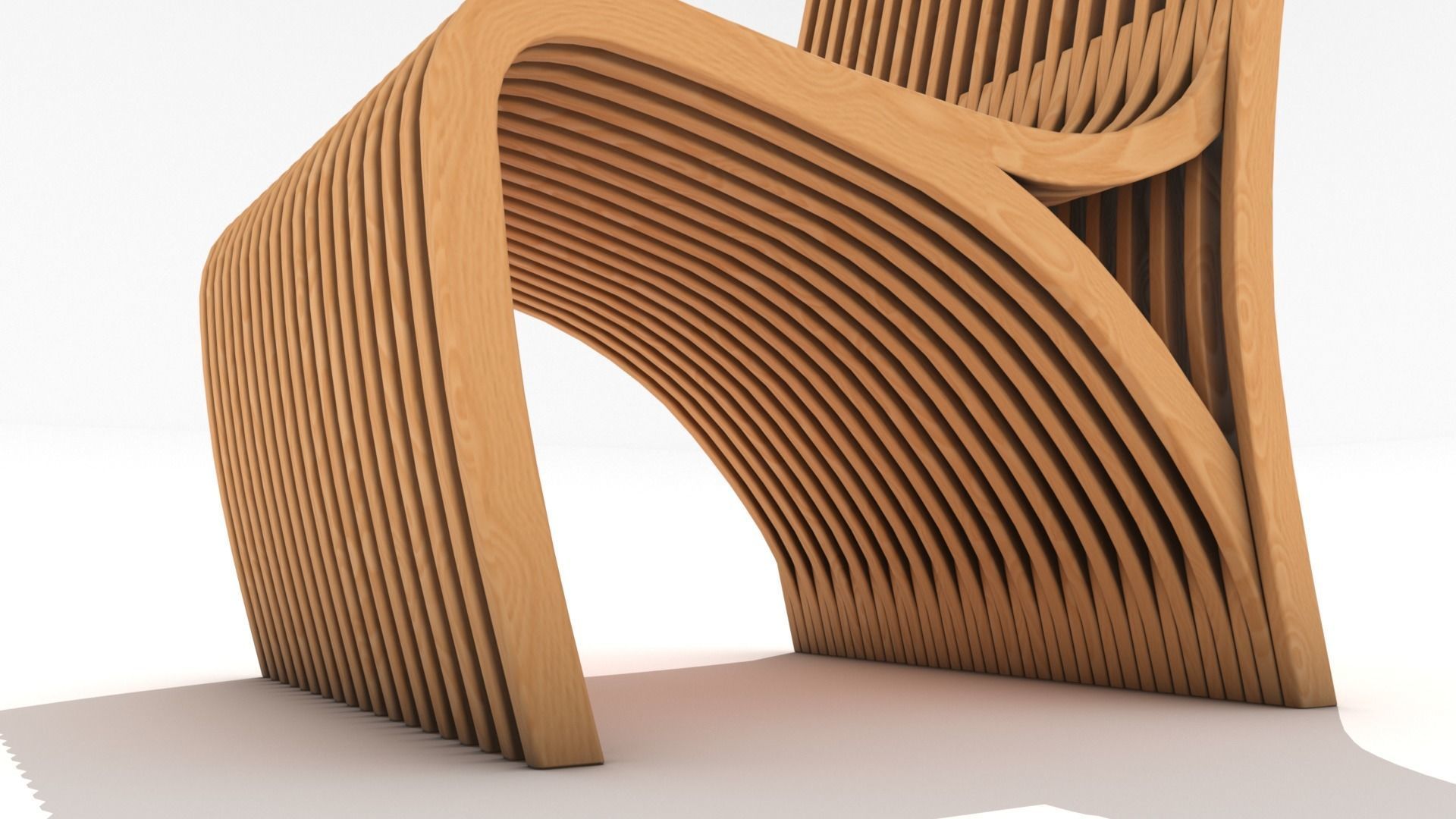 Light Wooden Slatted Chair 3D model_6