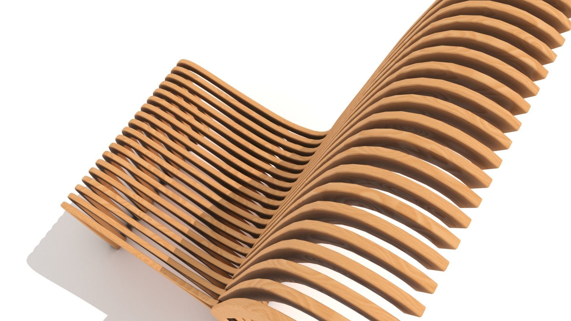 Light Wooden Slatted Chair 3D model_7