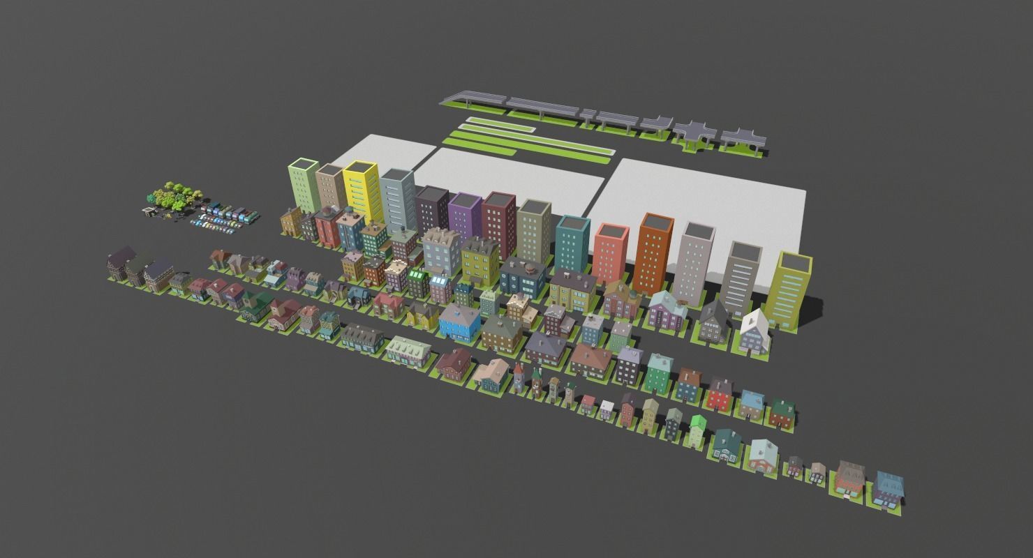 LowPoly City Pack Low-poly 3D model_1