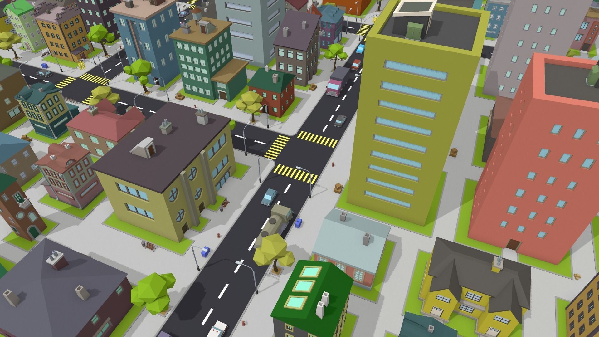 LowPoly City Pack Low-poly 3D model_8