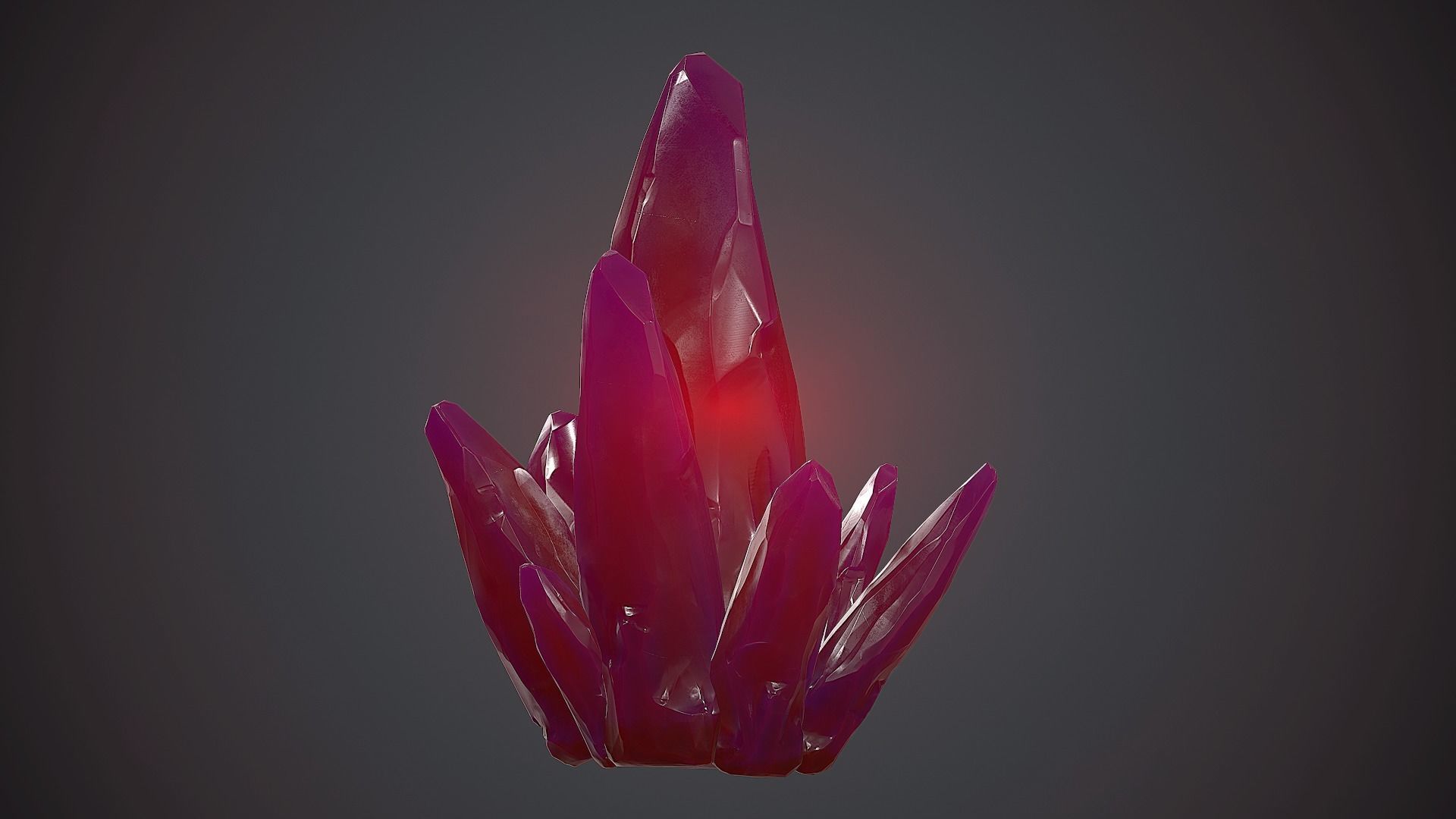 Purple Crystal PBR Game Ready Low-poly 3D model_2