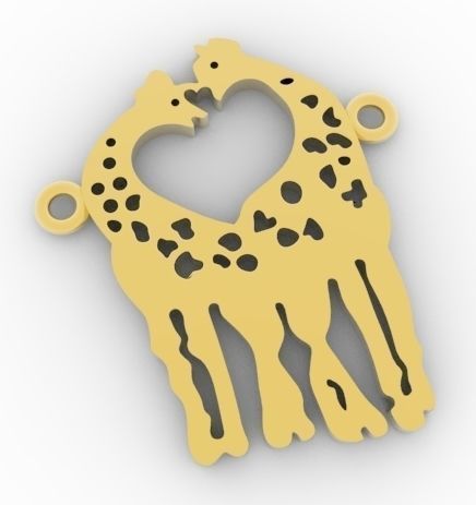 giraffes two in shape of heart 3D print model