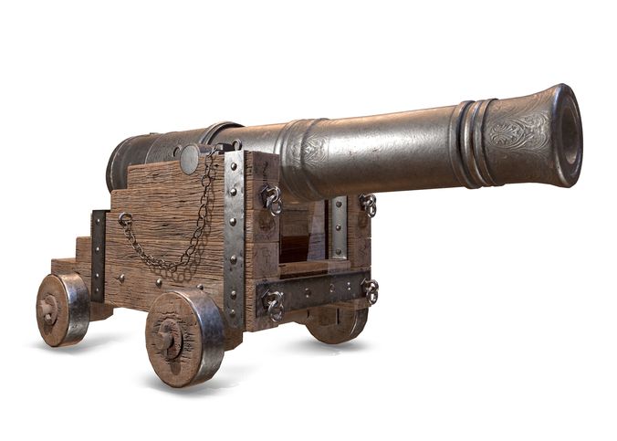 PBR  War Cannon Low-poly 3D model