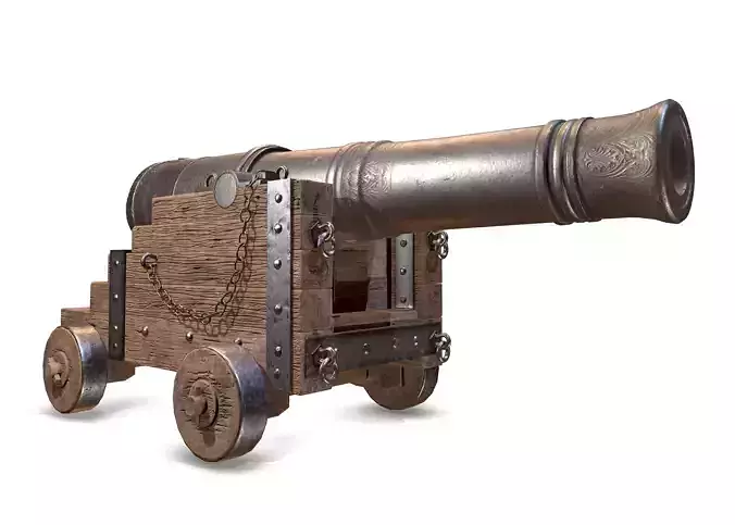 PBR  War Cannon Low-poly 3D model