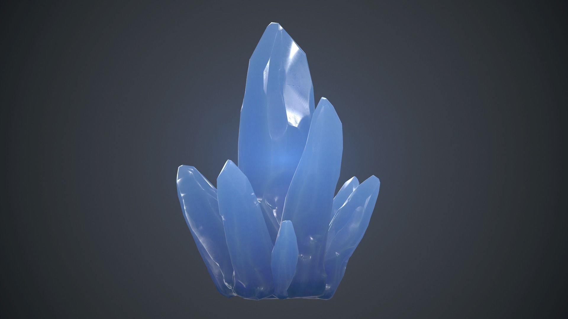 Blue Crystal PBR Game Ready Low-poly 3D model_4