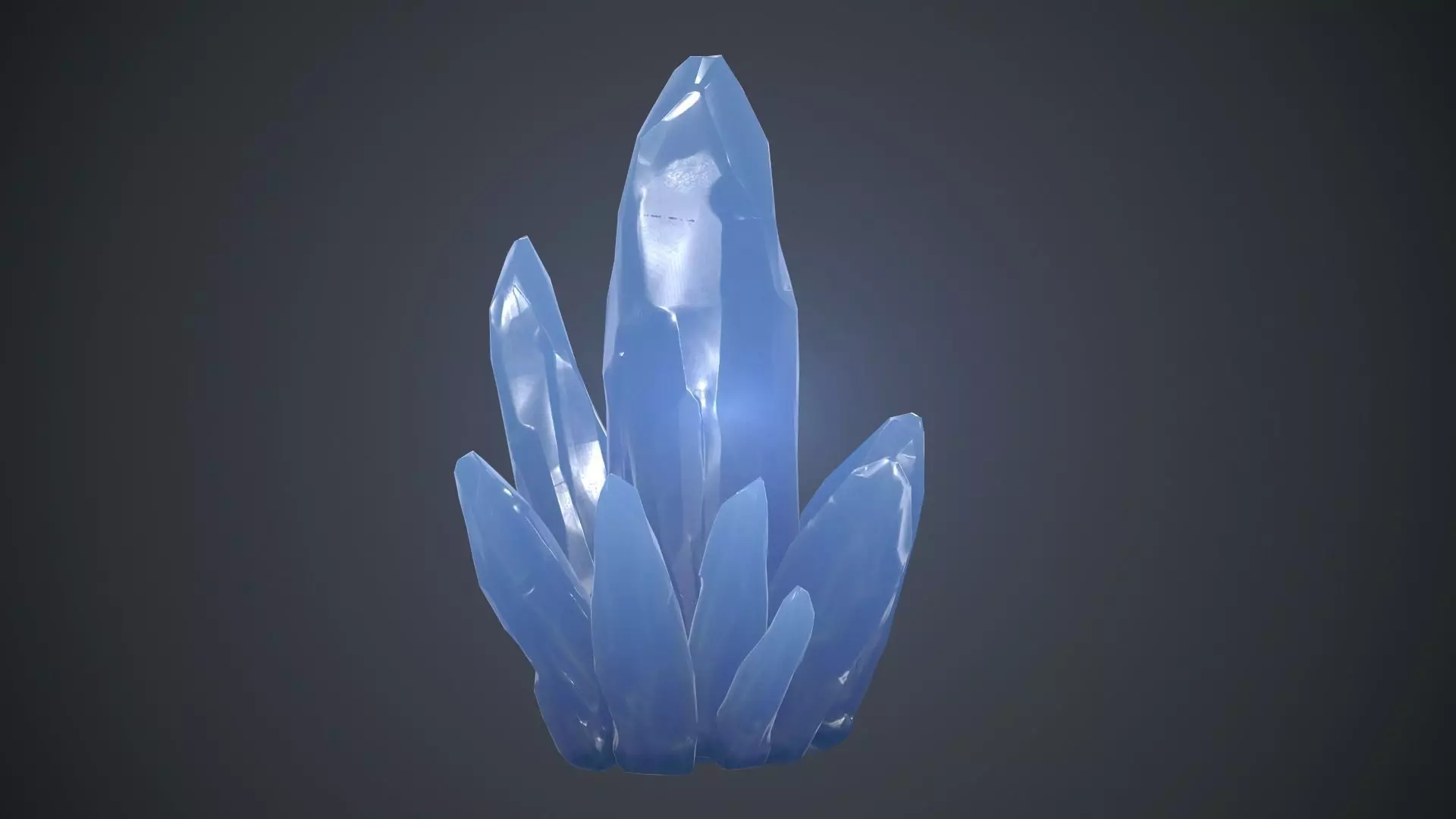 Blue Crystal PBR Game Ready Low-poly 3D model_0