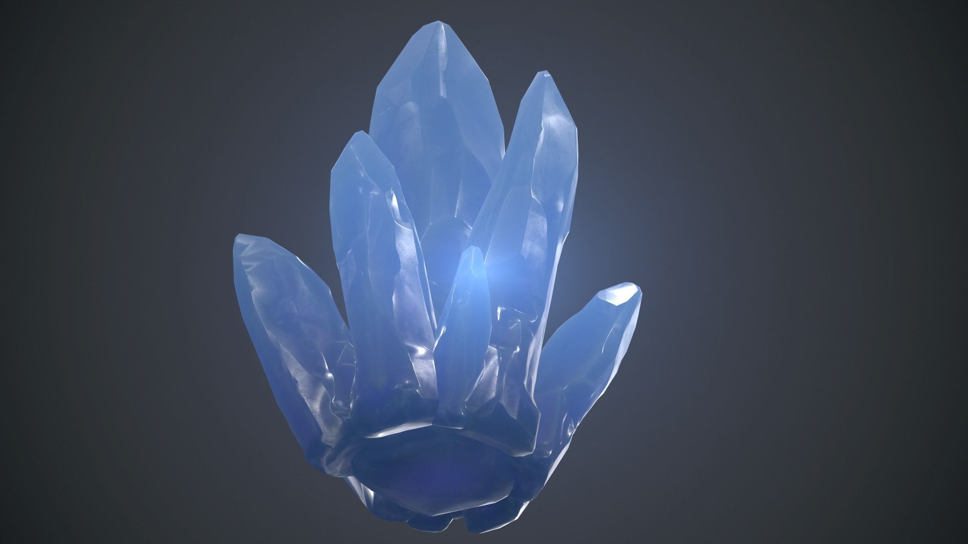 Blue Crystal PBR Game Ready Low-poly 3D model_7